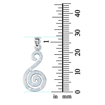 Swirl Lab Created White Opal 925 Sterling Silver Charm Pendant